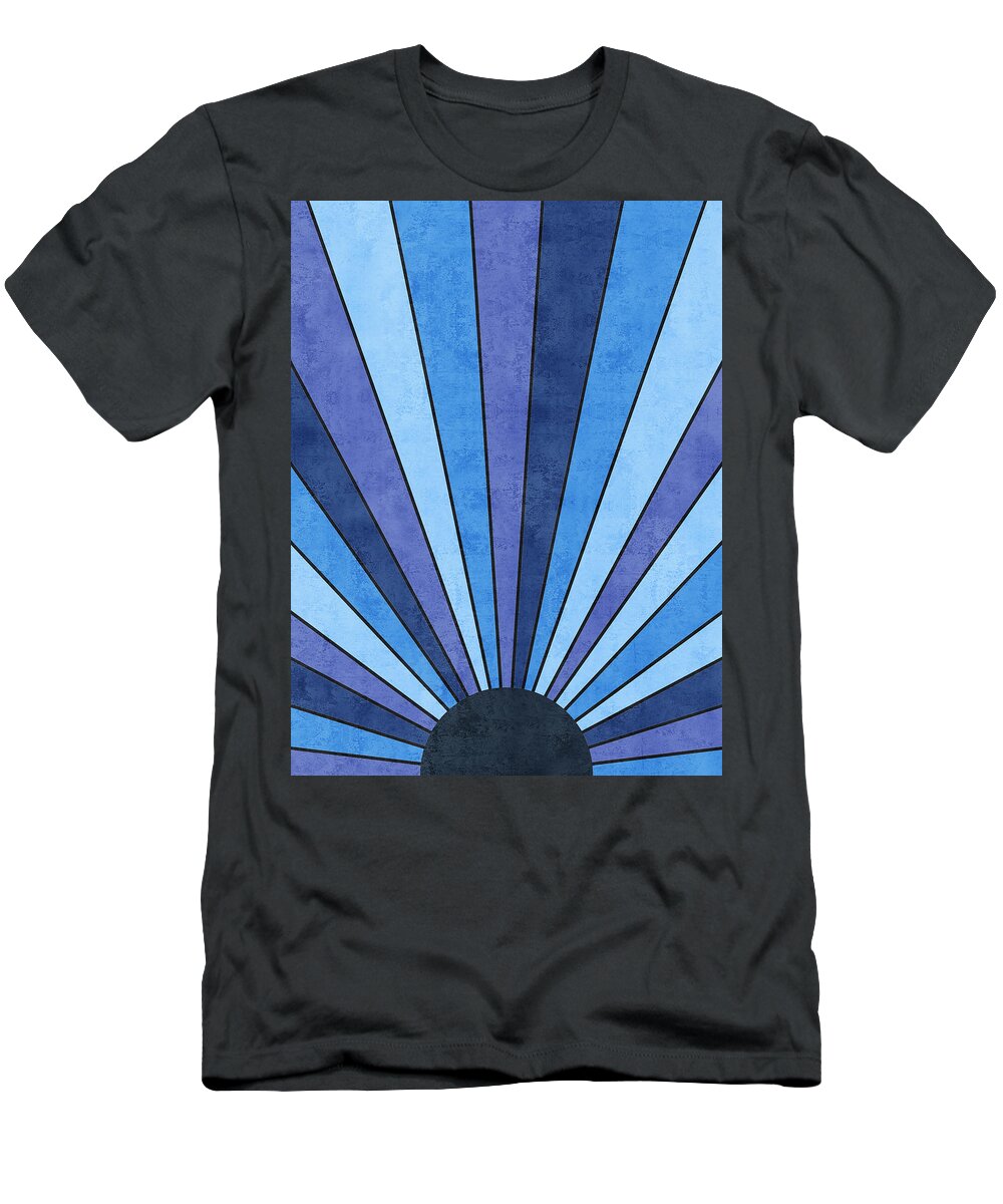 Abstract T-Shirt featuring the digital art Blue Sun - Minimal, Modern - Mid Century Modern Art - Contemporary Abstract by Studio Grafiikka