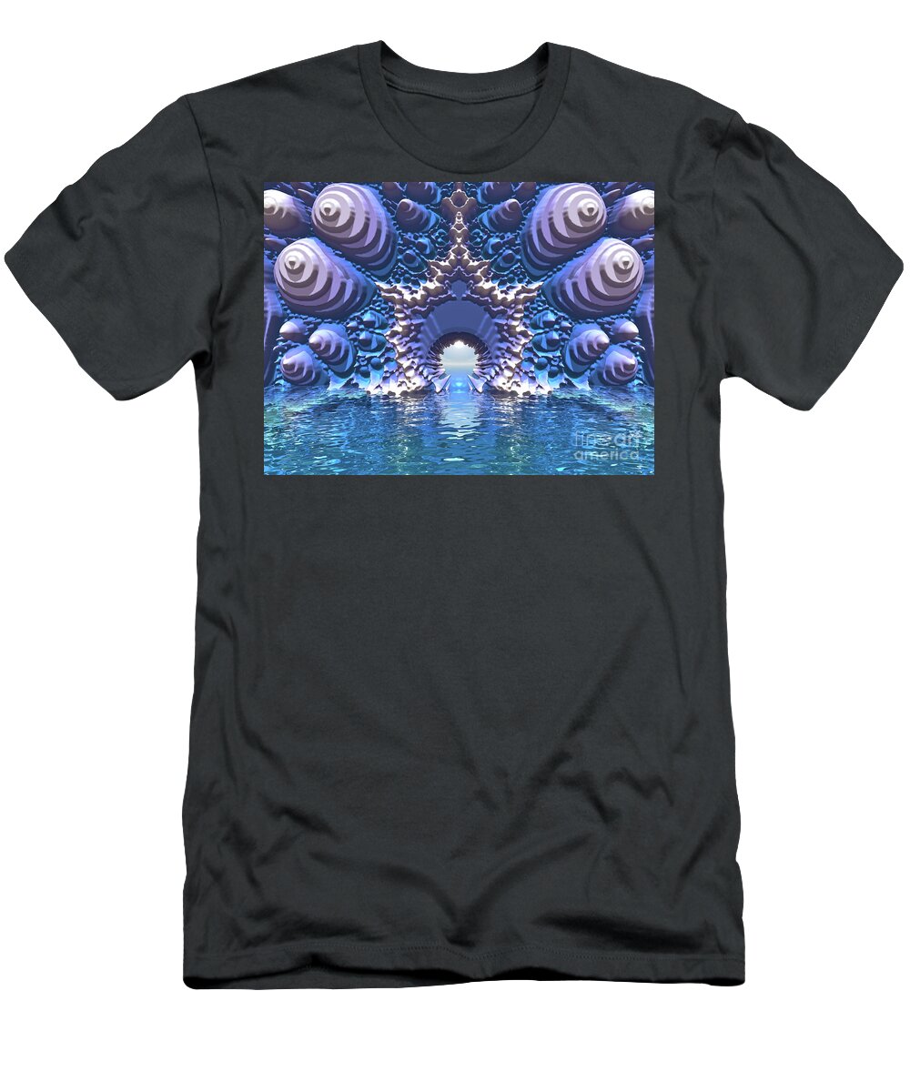 Digital Art T-Shirt featuring the digital art Blue Water Passage by Phil Perkins