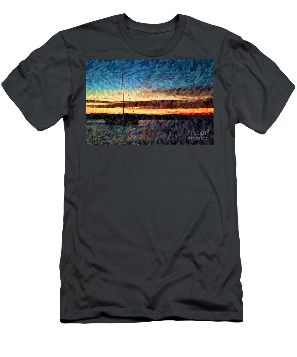 Boat T-Shirt featuring the photograph Boat Sailing at Sunset by Katherine Erickson