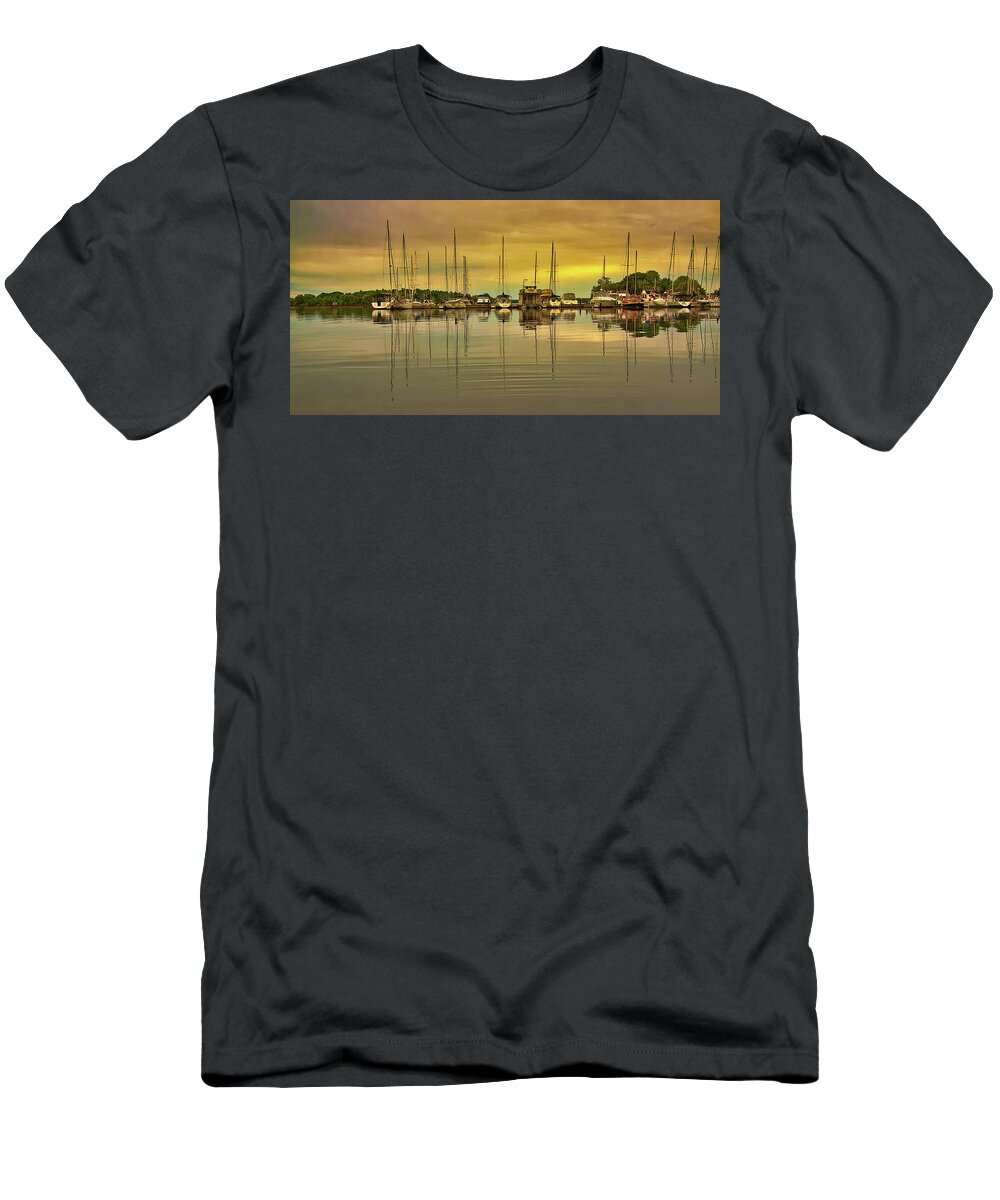 Sailboats T-Shirt featuring the photograph Boats at dusk by Tatiana Travelways