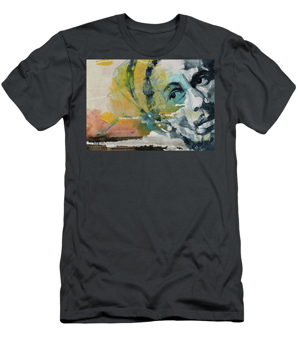 Bob Marley Art T-Shirt featuring the painting Bob Marley Portrait by Paul Lovering