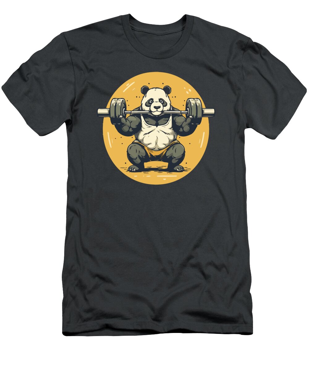 Bodybuilding T-Shirt featuring the digital art Bodybuilding Panda by Amir Faysal