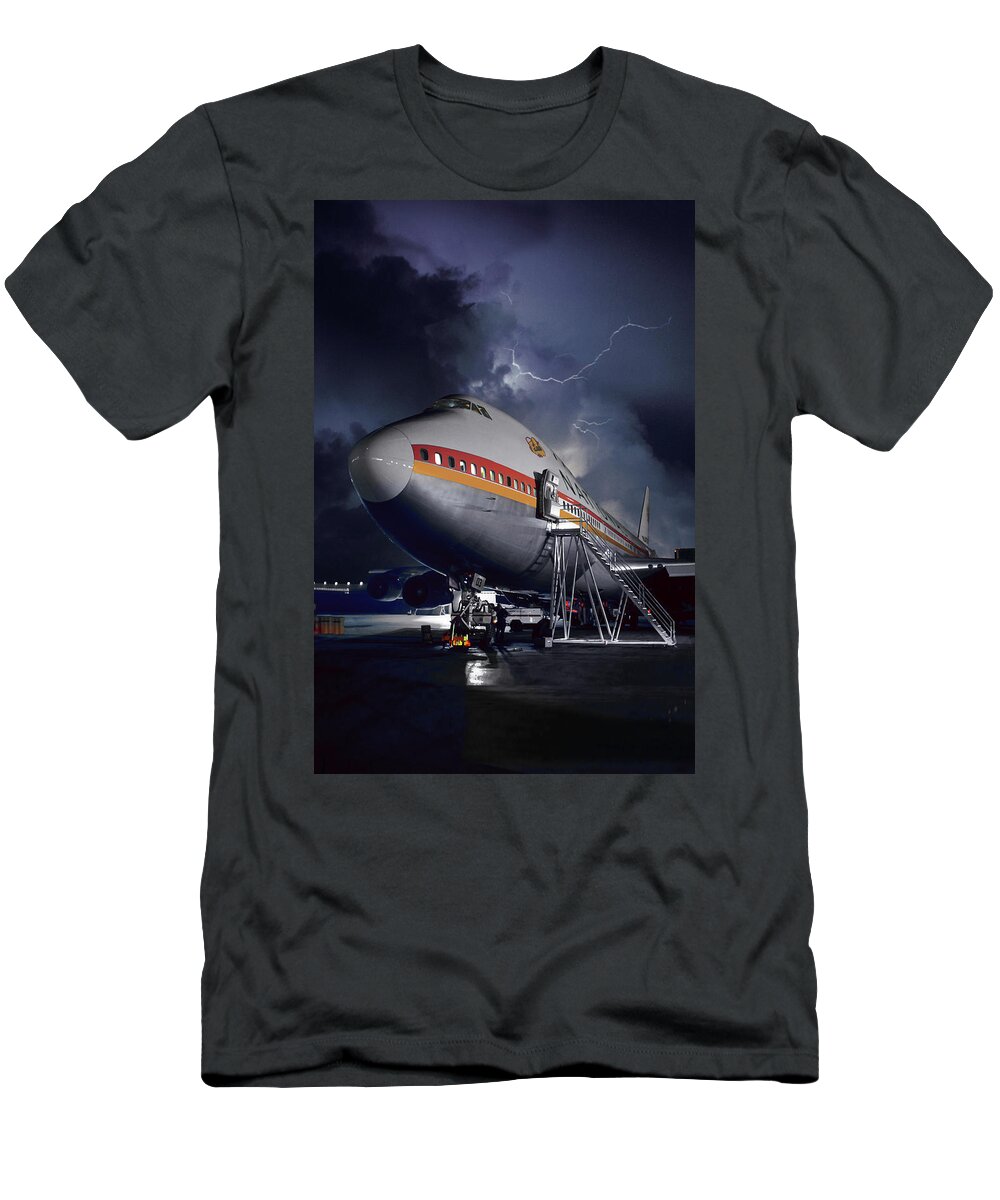 National Airlines T-Shirt featuring the photograph Boeing 747 Before the Storm by Erik Simonsen