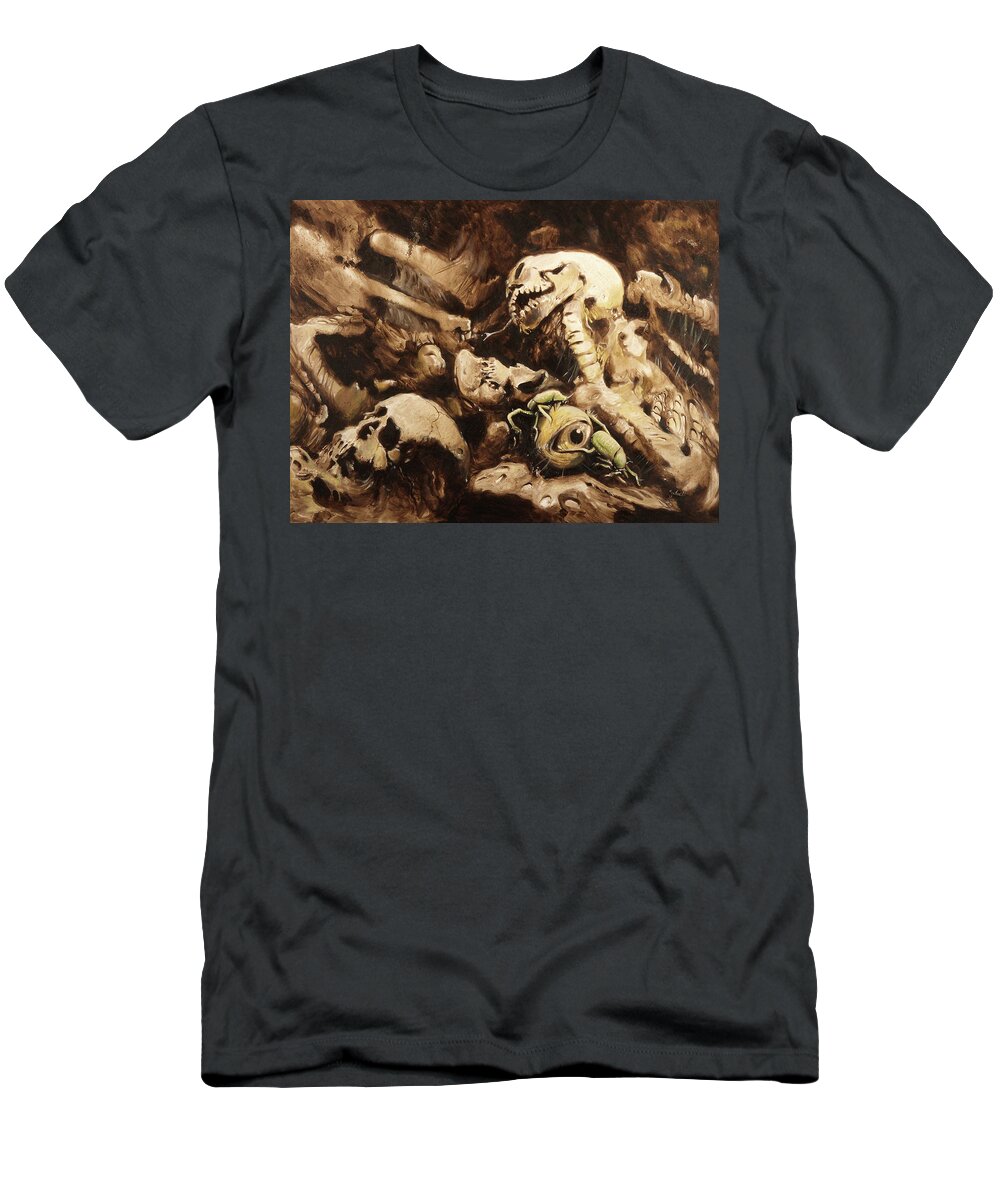 Reek T-Shirt featuring the painting Boneyard Scarab by Sv Bell