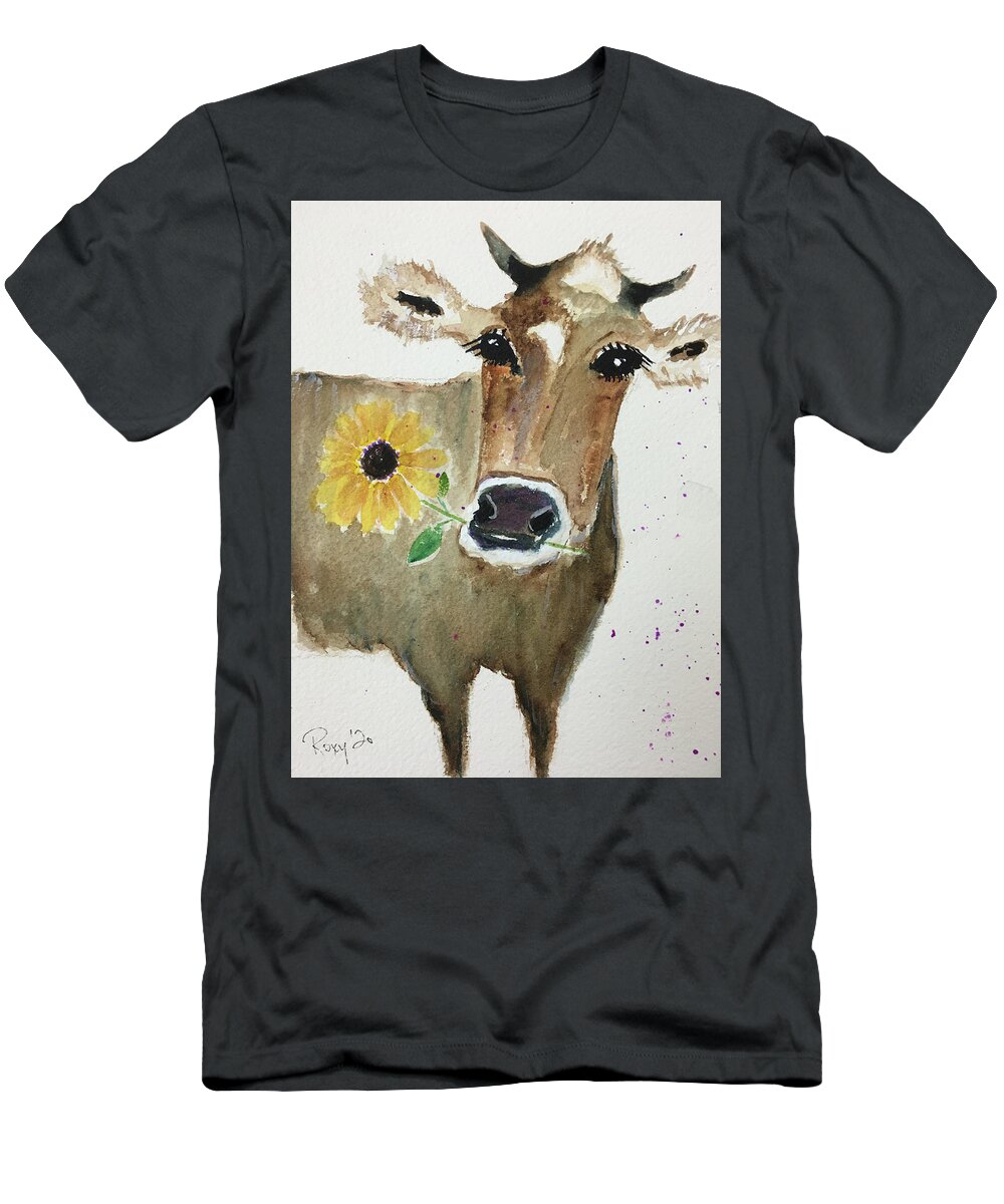 Cow Painting T-Shirt featuring the painting Bonnie Cow by Roxy Rich