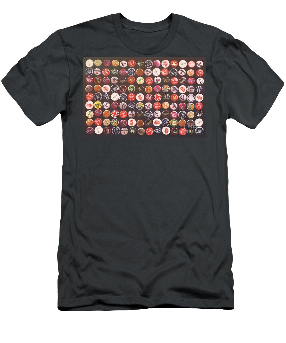 Bottle T-Shirt featuring the photograph Bottle cap backround old poster by Jane Rix