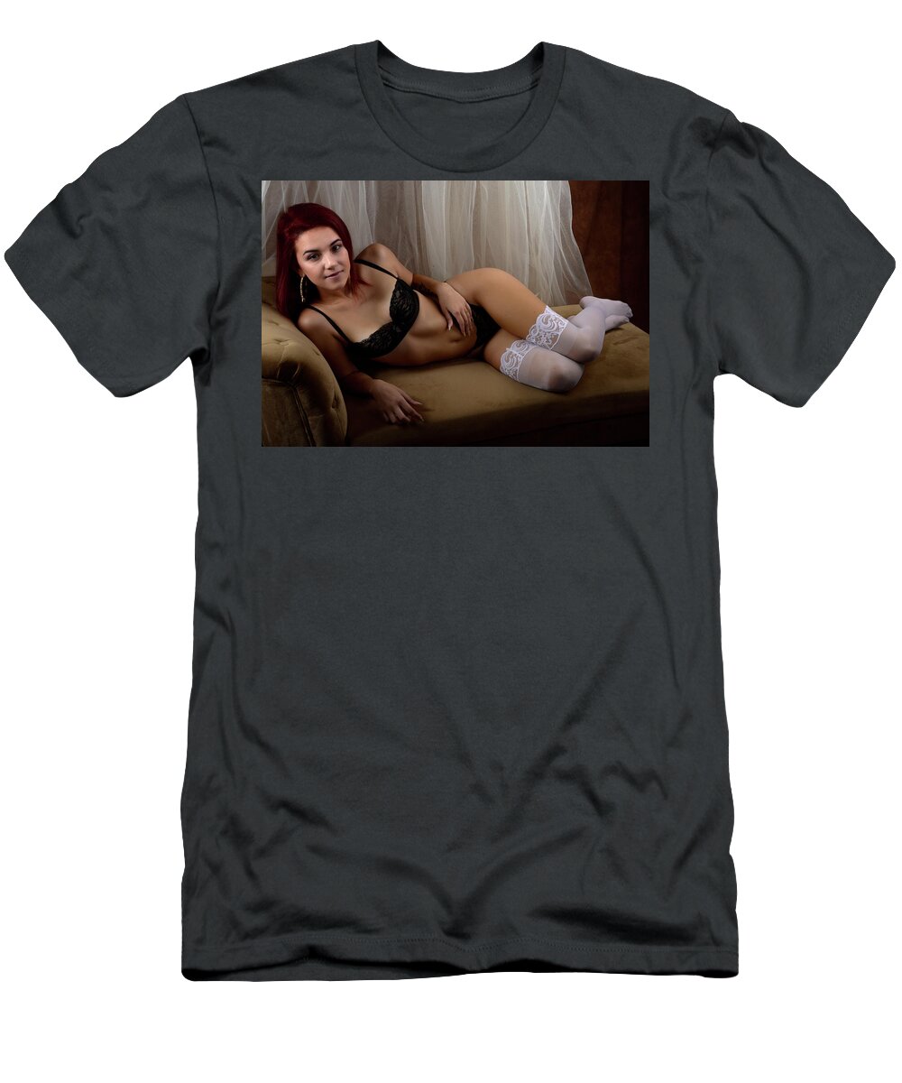 Lady T-Shirt featuring the photograph Boudoir session by Keith Lovejoy