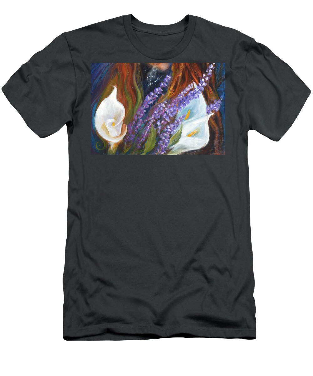  T-Shirt featuring the mixed media Breathing Lillies detail by Sofanya White
