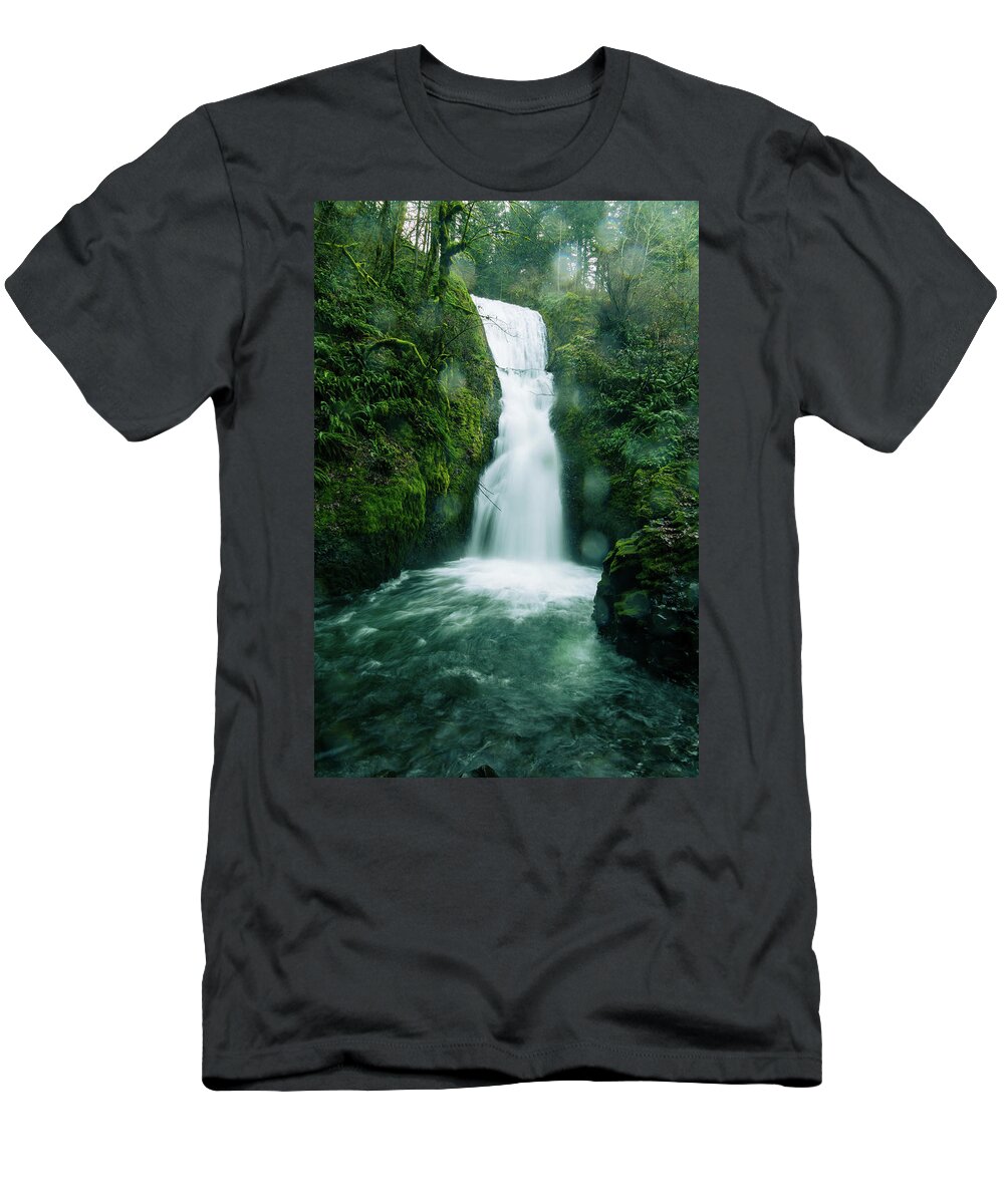 Waterfalls T-Shirt featuring the photograph Bridal Veil Falls in rain by Aashish Vaidya