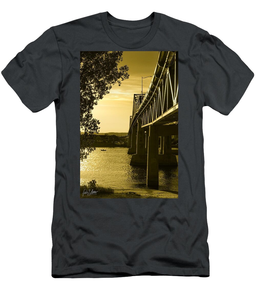 Bridge T-Shirt featuring the photograph Bridge at Golden Hour by Phil S Addis