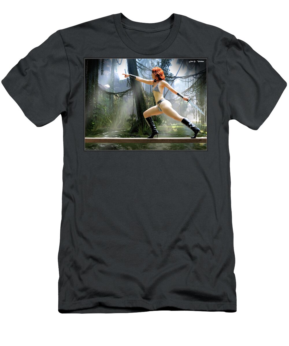 Amazon T-Shirt featuring the photograph Bridge Charge by Jon Volden