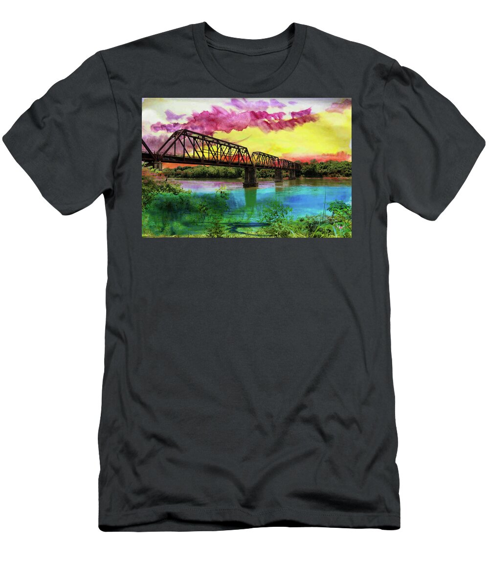 Bridge T-Shirt featuring the photograph Bridge in Rainbow Prism by Pam Rendall