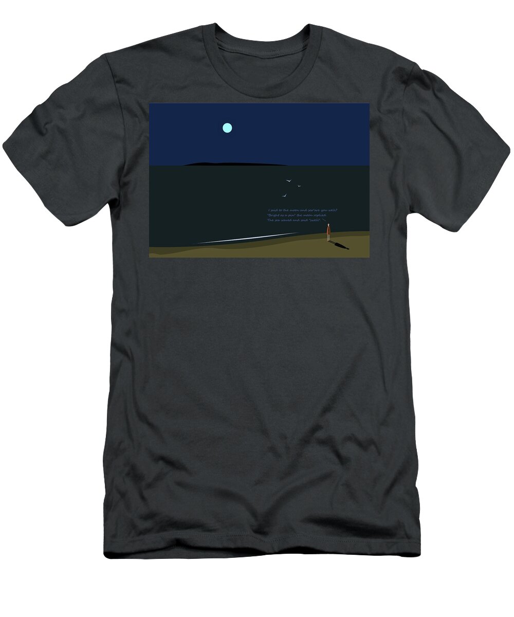 The Moon T-Shirt featuring the digital art Bright as a pin by Fatline Graphic Art