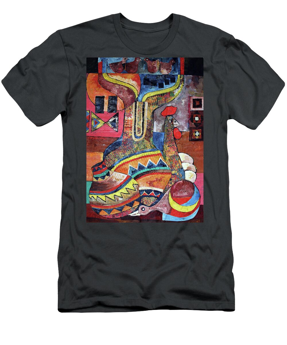  T-Shirt featuring the painting Bright Sunny Day by Speelman Mahlangu