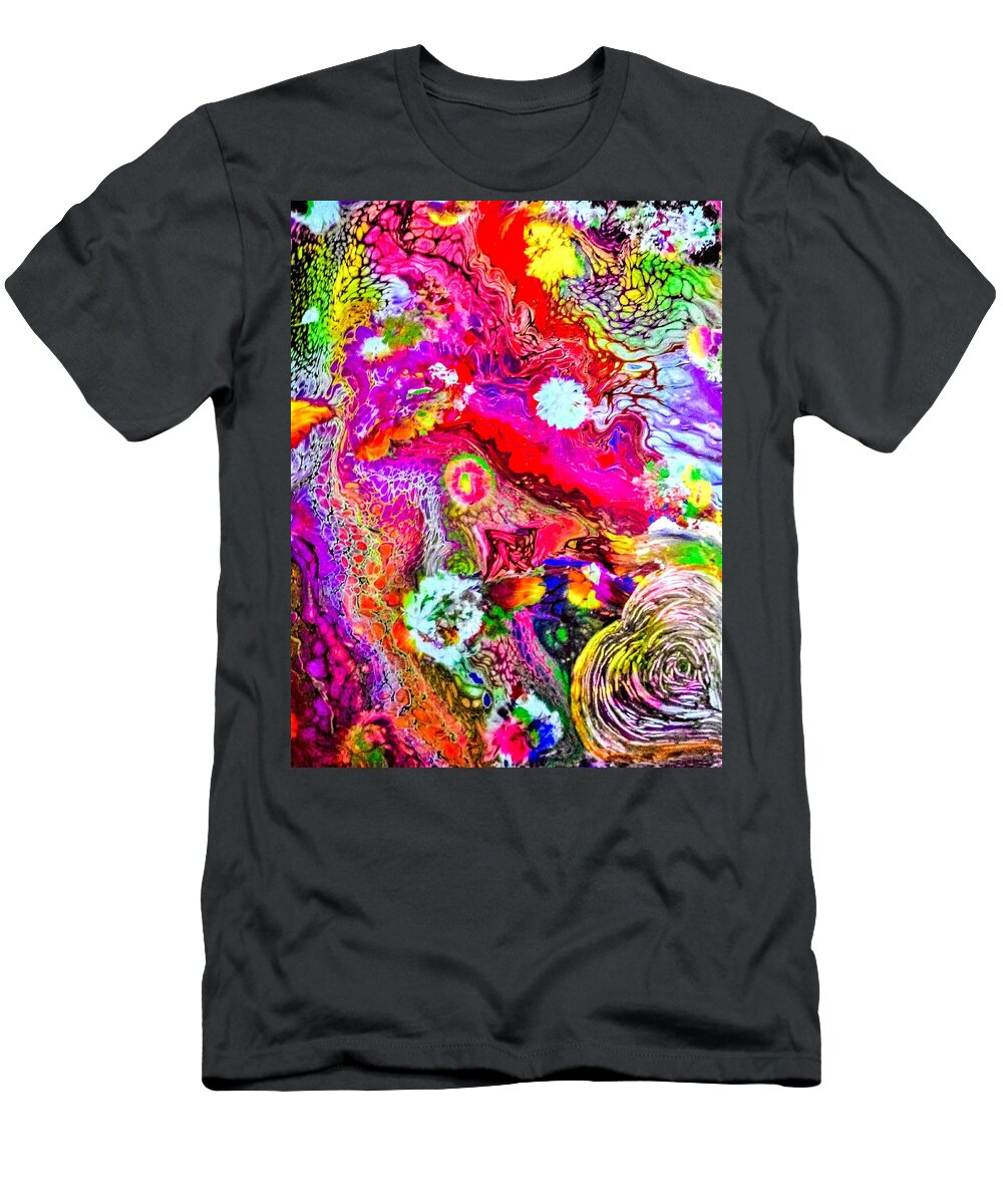 Flowers Bright Colors T-Shirt featuring the painting Brightest Petals by Anna Adams