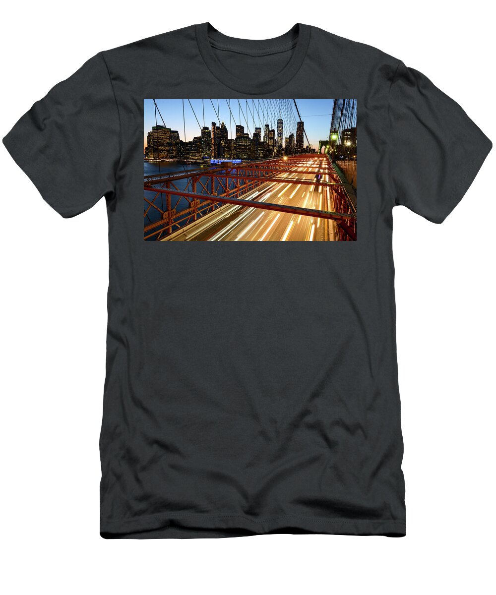 Brooklyn T-Shirt featuring the photograph Last Exit, Brooklyn - Brooklyn Bridge, New York City by Earth And Spirit