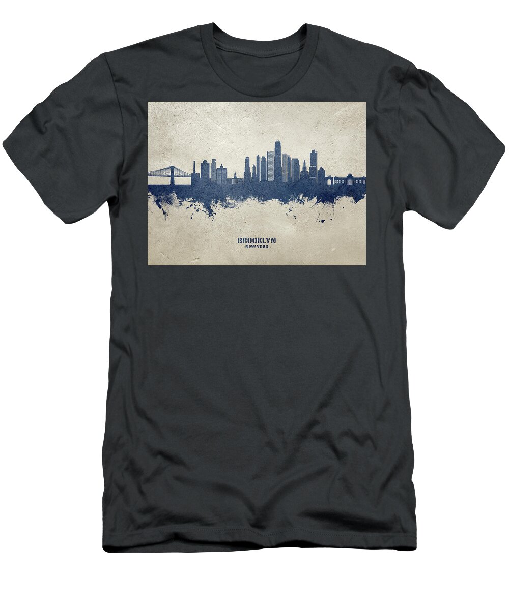 Brooklyn T-Shirt featuring the digital art Brooklyn New York Skyline #63 by Michael Tompsett