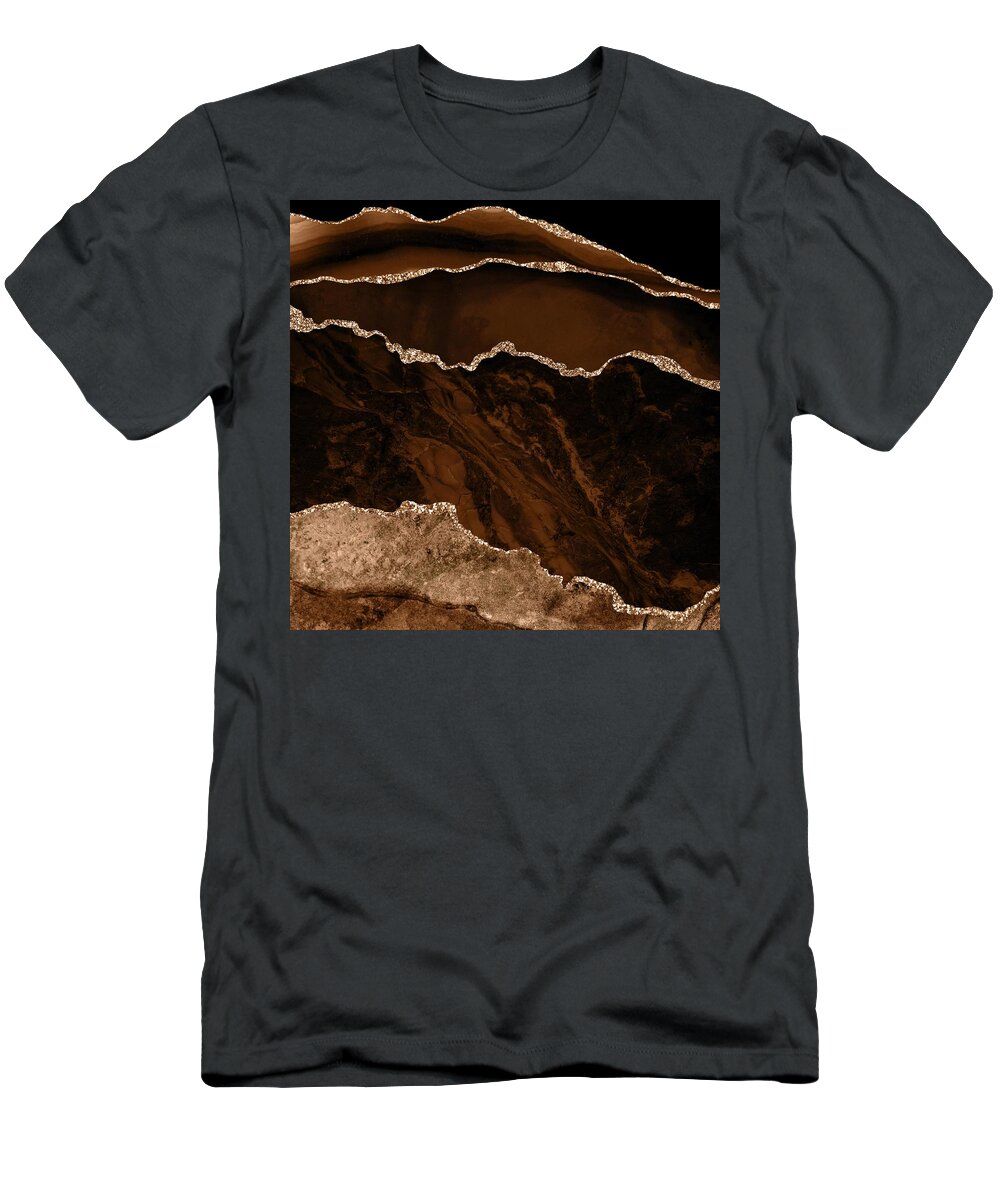 Watercolor T-Shirt featuring the digital art Brown Gold Agate Texture 02 by Aloke Design