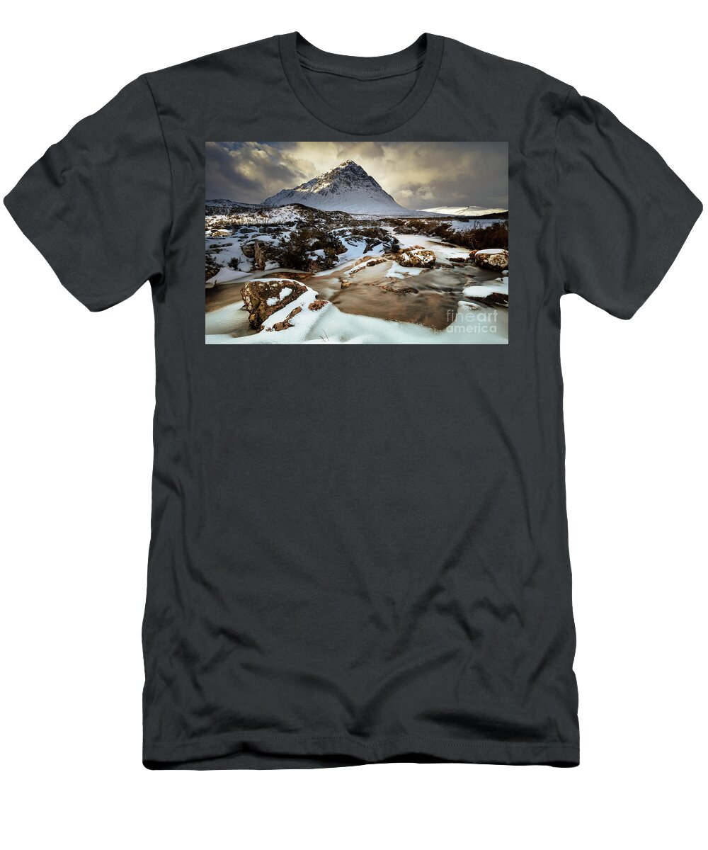 Buachaille Etive Mor T-Shirt featuring the photograph Buachaille Etive Mor storm, Scottish Highlands by Neale And Judith Clark
