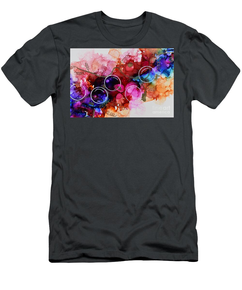 Alcohol Ink T-Shirt featuring the mixed media Bubbly Fun by Monika Shepherdson