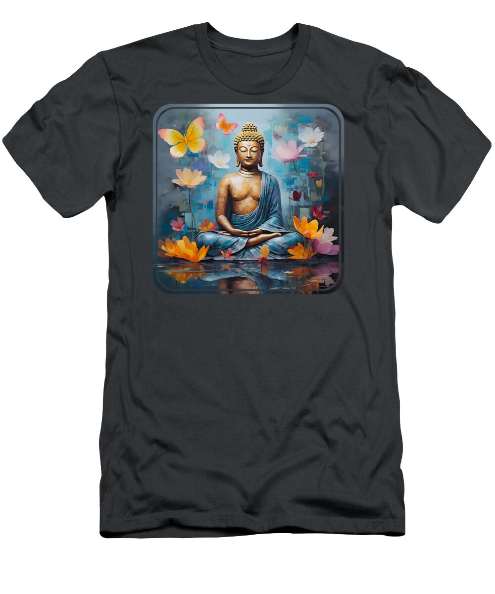 Buddha T-Shirt featuring the painting Buddha 4 by Mark Ashkenazi