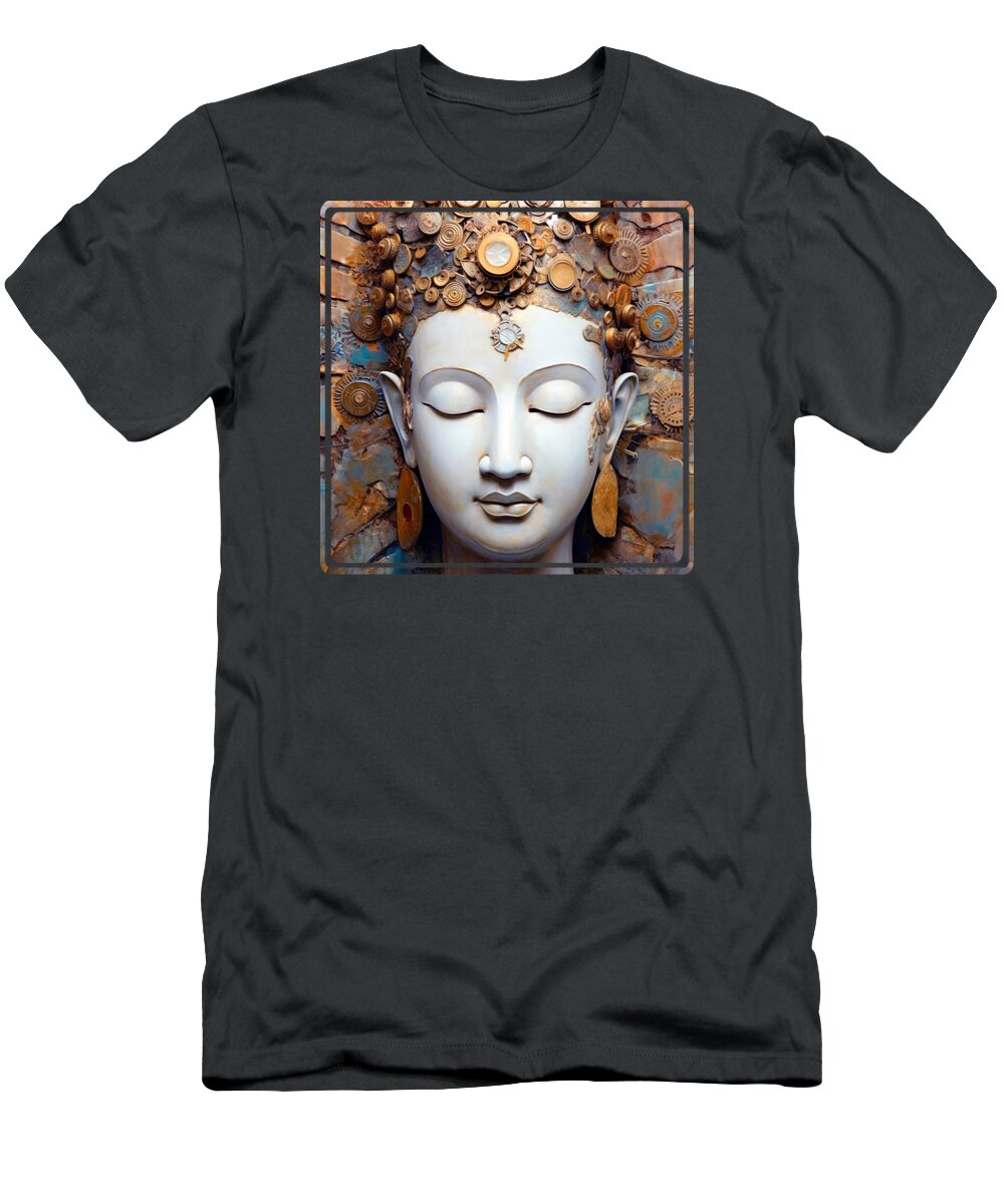 Buddha T-Shirt featuring the painting Buddha Boho wall art 10 by Mark Ashkenazi