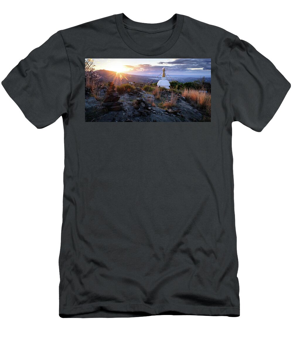 Sunrise T-Shirt featuring the photograph Buddhist sunrise by Gary Browne