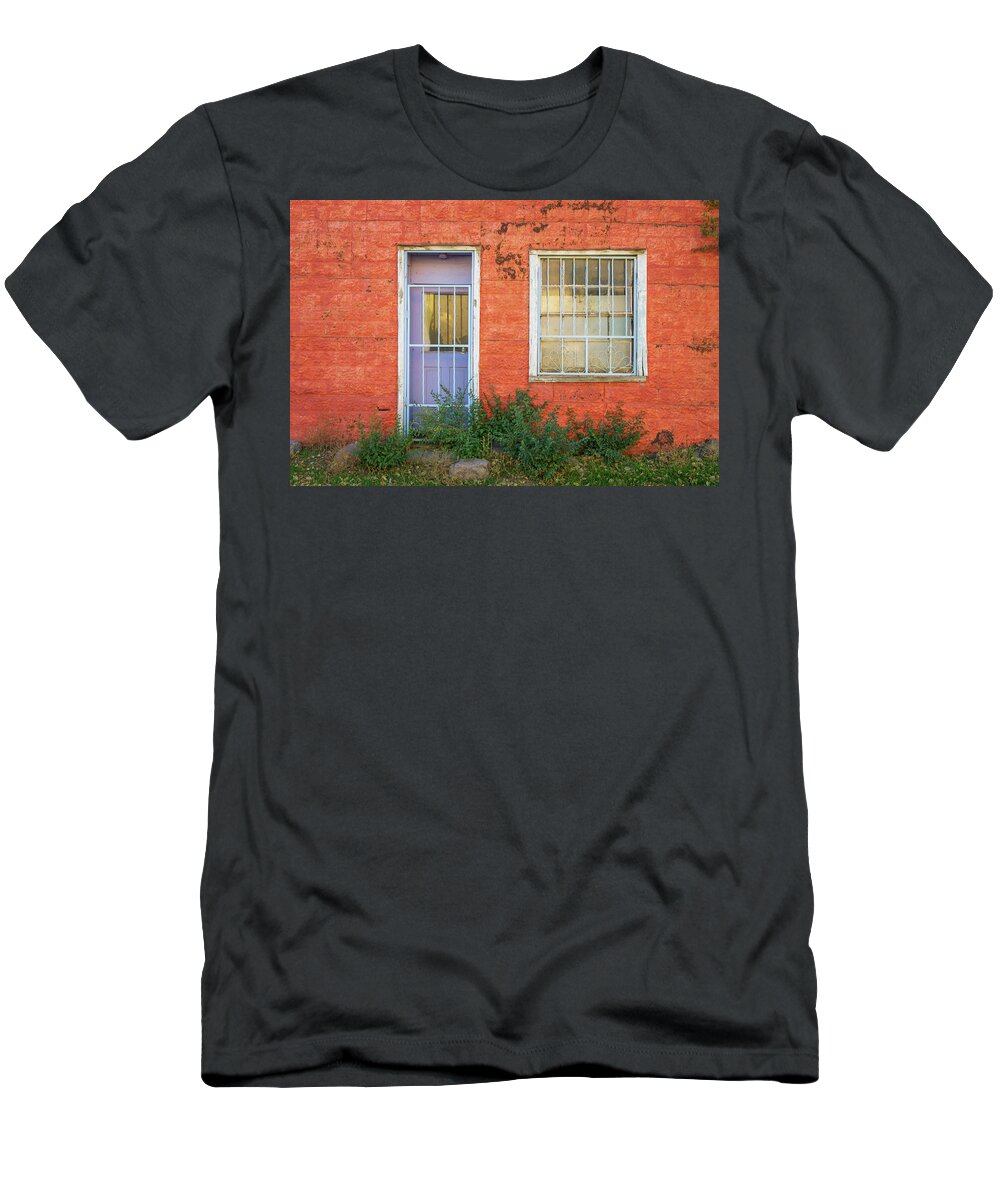 New Mexico T-Shirt featuring the photograph Building Facade Ranchos de Taos NM Color by David Gordon