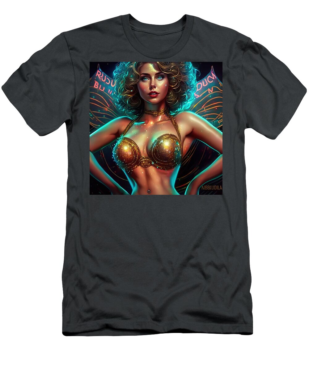 Burlesque T-Shirt featuring the digital art Burlesque Dancer Carrie by My Head Cinema