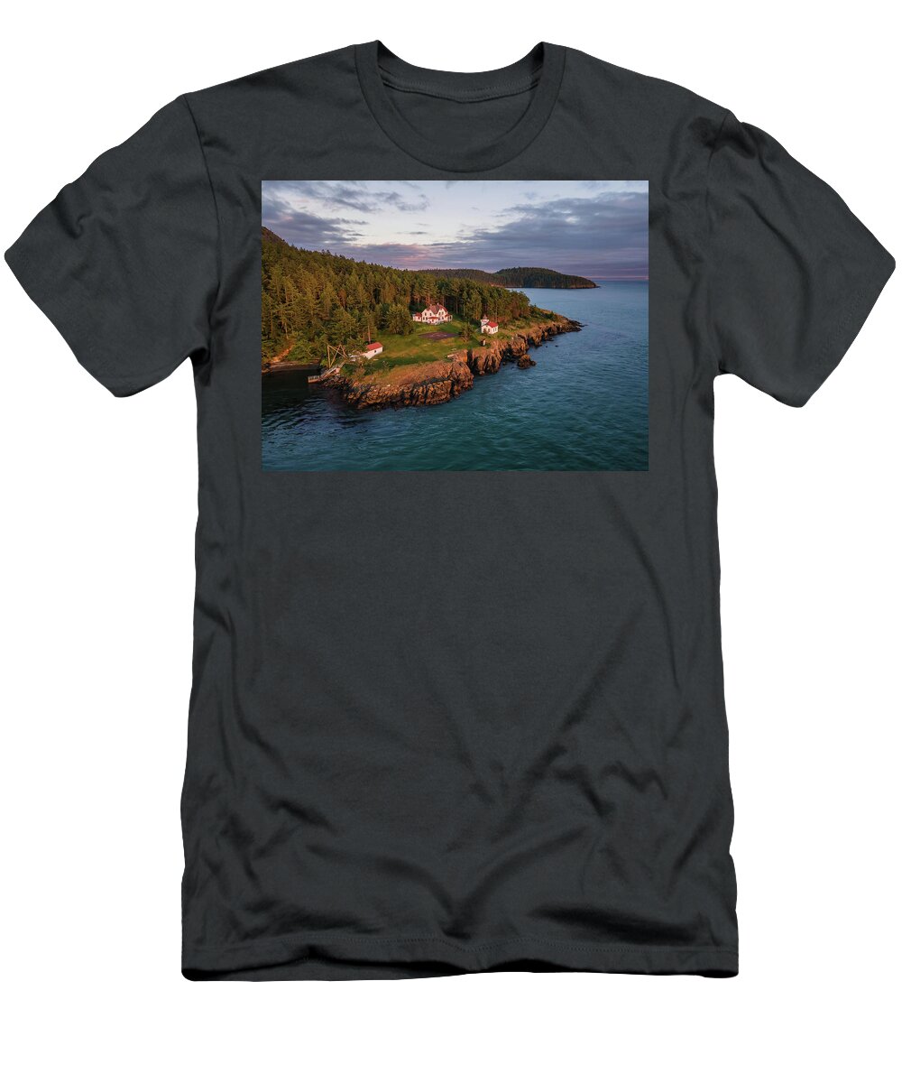 Lighthouse T-Shirt featuring the photograph Burrows Island Sunset 2 by Michael Rauwolf