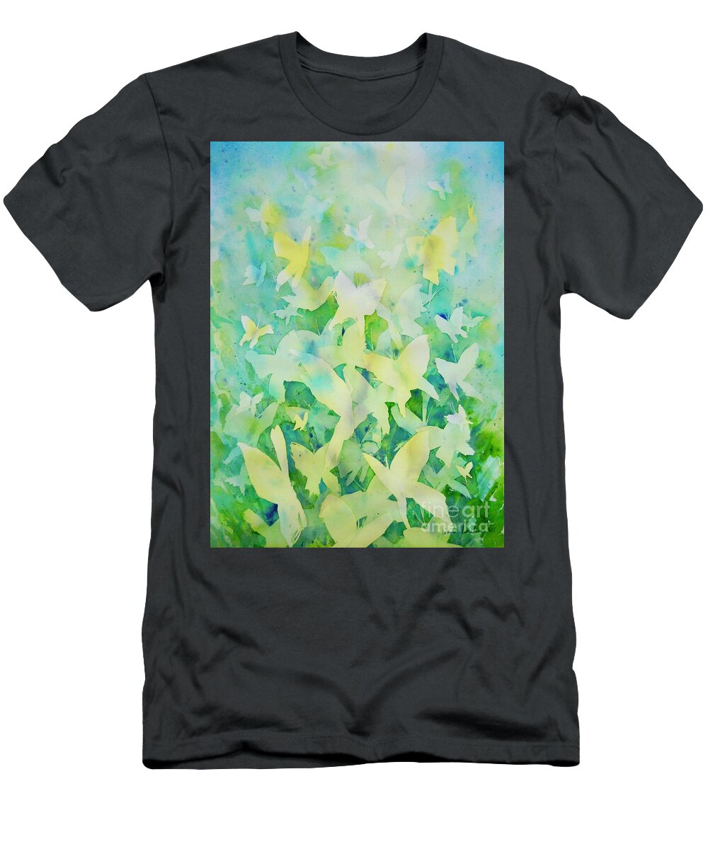Watercolor T-Shirt featuring the painting Butterfly Kaleidoscope X by Liana Yarckin