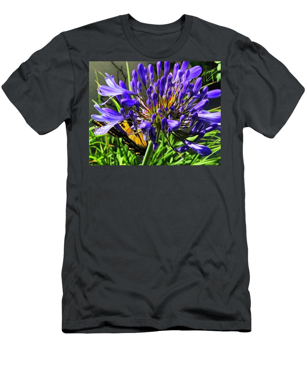 Butterfly T-Shirt featuring the photograph Butterlfy Inside A Flower by DC Langer