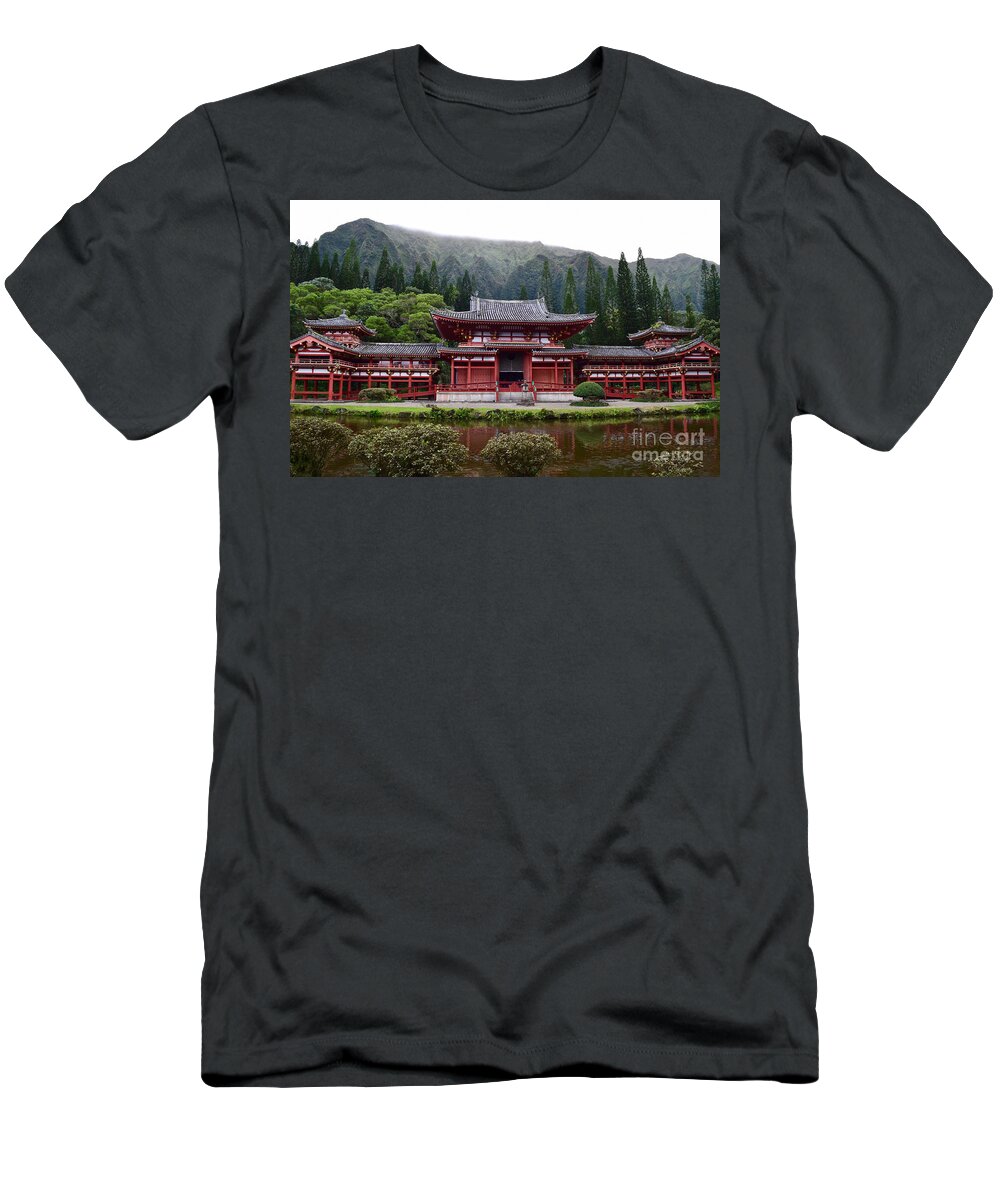 Bydodo-in Temple T-Shirt featuring the photograph Byodo-In Temple Oahu by Debra Banks