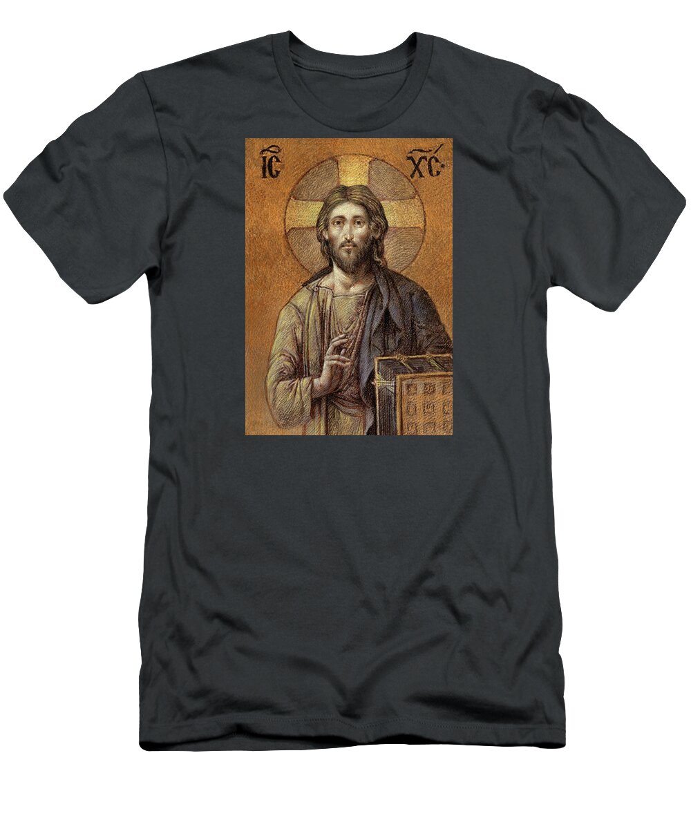 Christian Art T-Shirt featuring the painting Byzantine Christ by Kurt Wenner