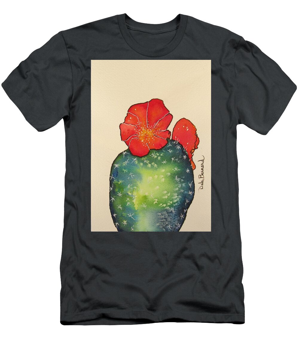 Succulent T-Shirt featuring the painting Cactus Rose 2 by Dale Bernard
