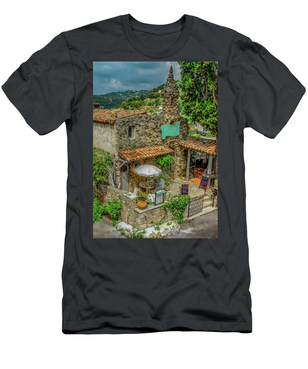 France T-Shirt featuring the photograph Cafe Les Baux-de-Provence by Marcy Wielfaert