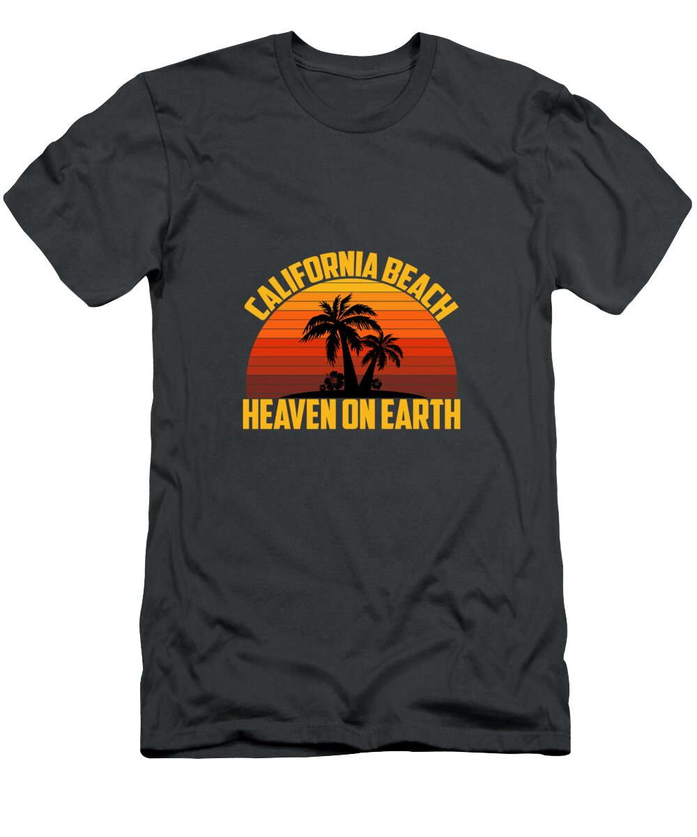 Cityscape T-Shirt featuring the painting California Beach, Heaven on Earth-01 by Celestial Images