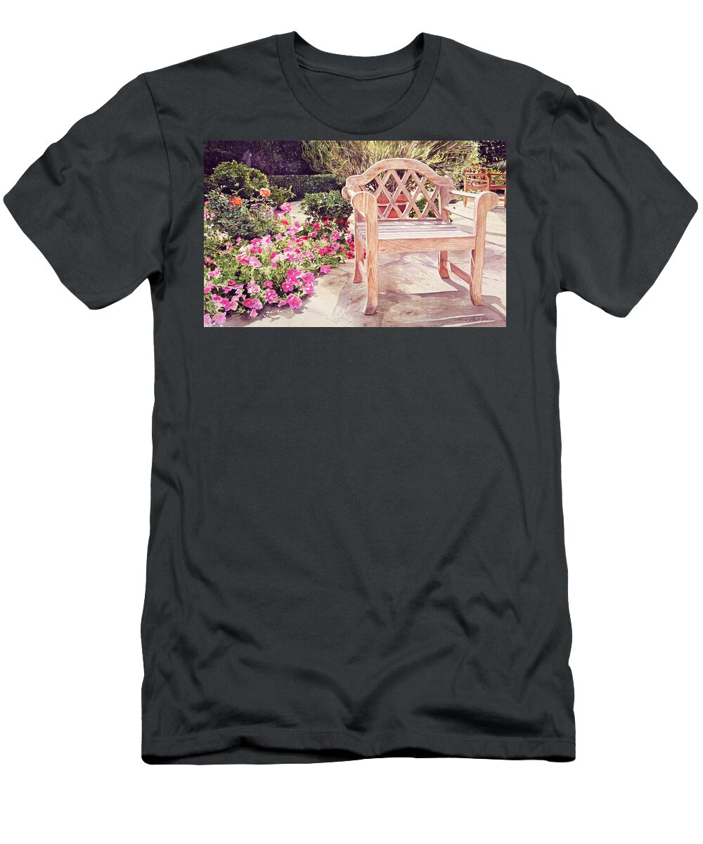 Garden Chair T-Shirt featuring the painting California Sunchair by David Lloyd Glover
