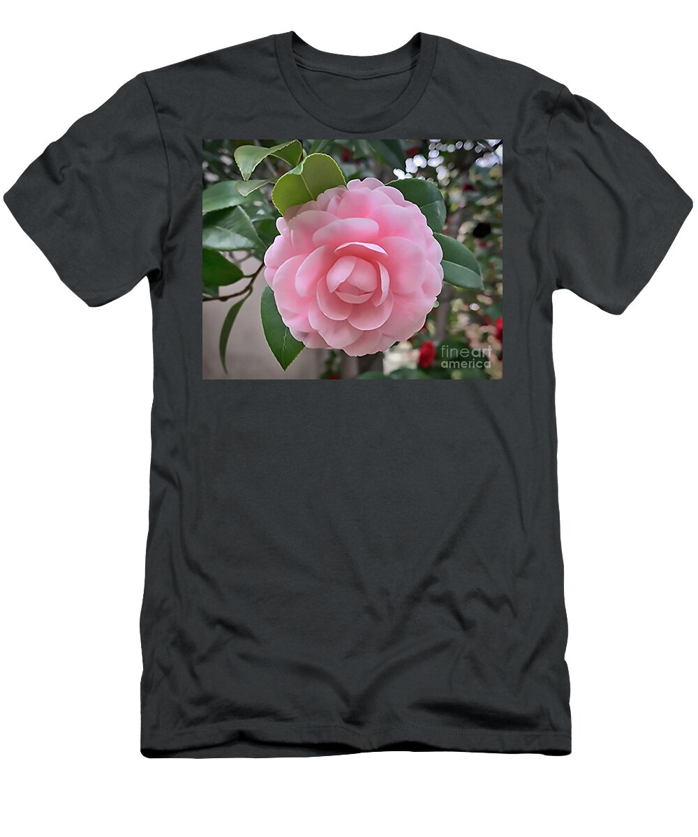 Floral T-Shirt featuring the digital art Camellia Soft Pink Bloom by Kirt Tisdale