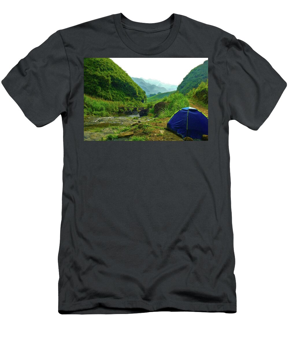 Camp T-Shirt featuring the photograph Camping in the mountains by Robert Bociaga