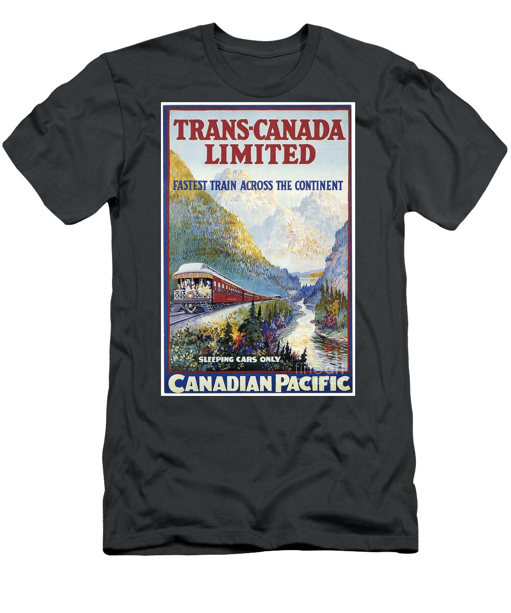 1924 T-Shirt featuring the drawing Canadian Railroad Poster by Granger