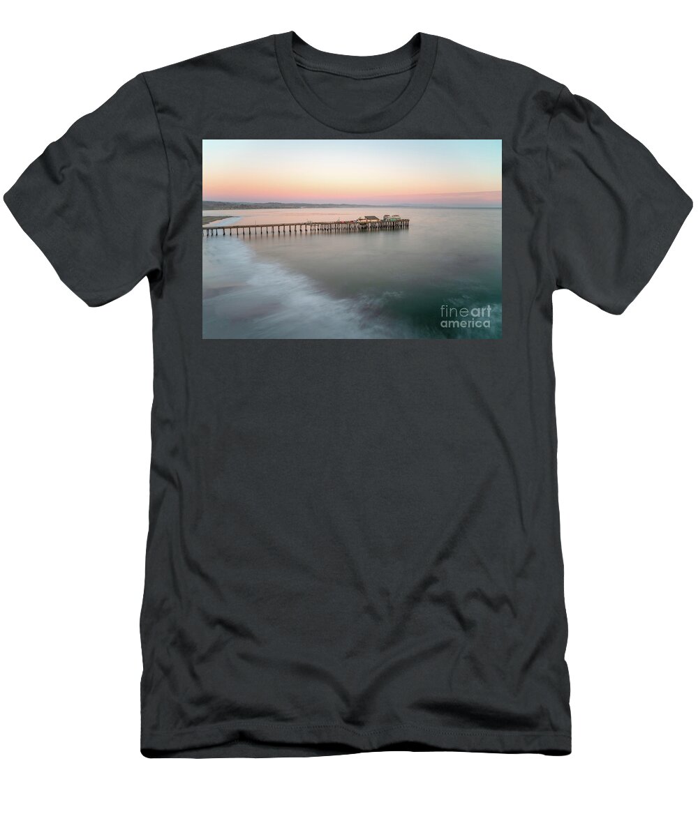 America T-Shirt featuring the photograph Capitola Wharf Pier at Sunset Photo by Paul Velgos