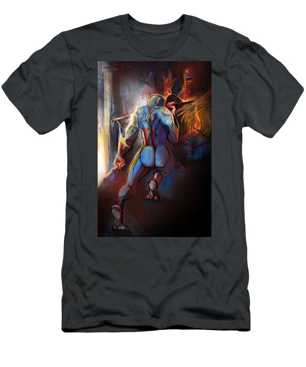 Captain America T-Shirt featuring the painting Captain America by John Gholson