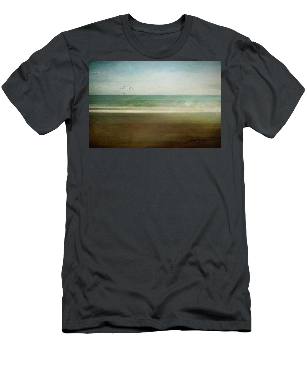 Sea T-Shirt featuring the digital art Caress of Sea Spray by Linda Lee Hall