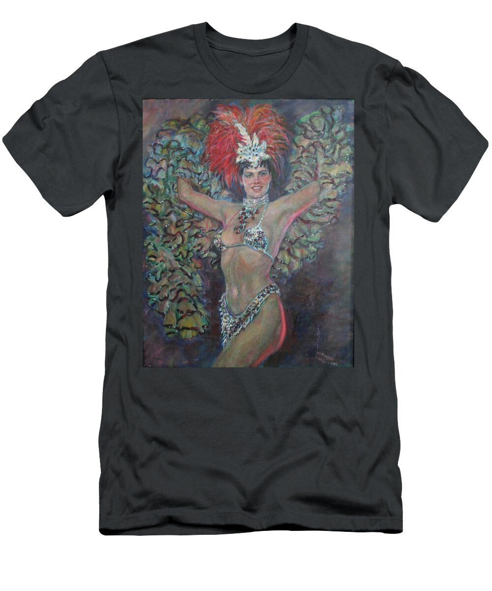 Show Girl T-Shirt featuring the painting Carnival Woman by Veronica Cassell vaz