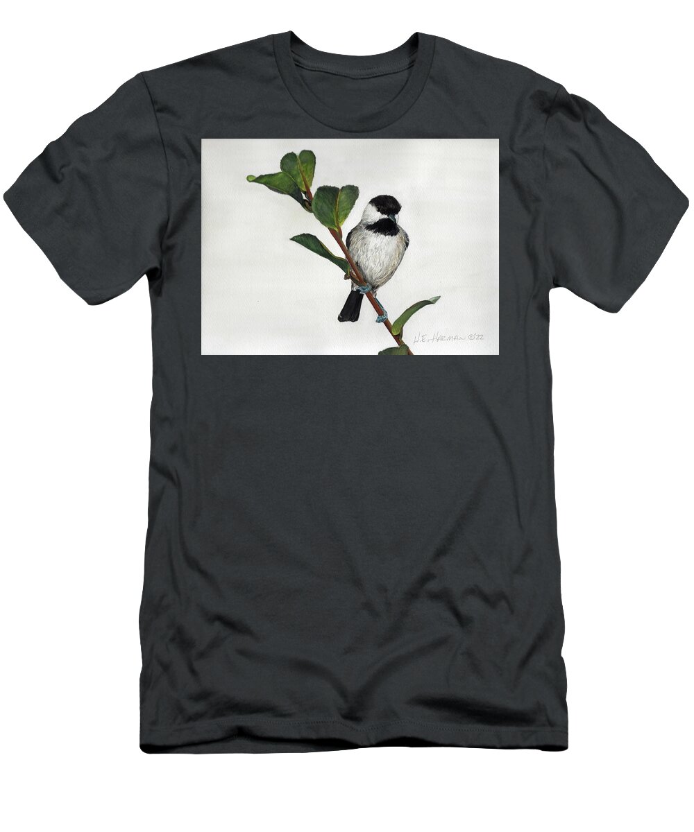 Branch T-Shirt featuring the painting Carolina Chickadee by Heather E Harman