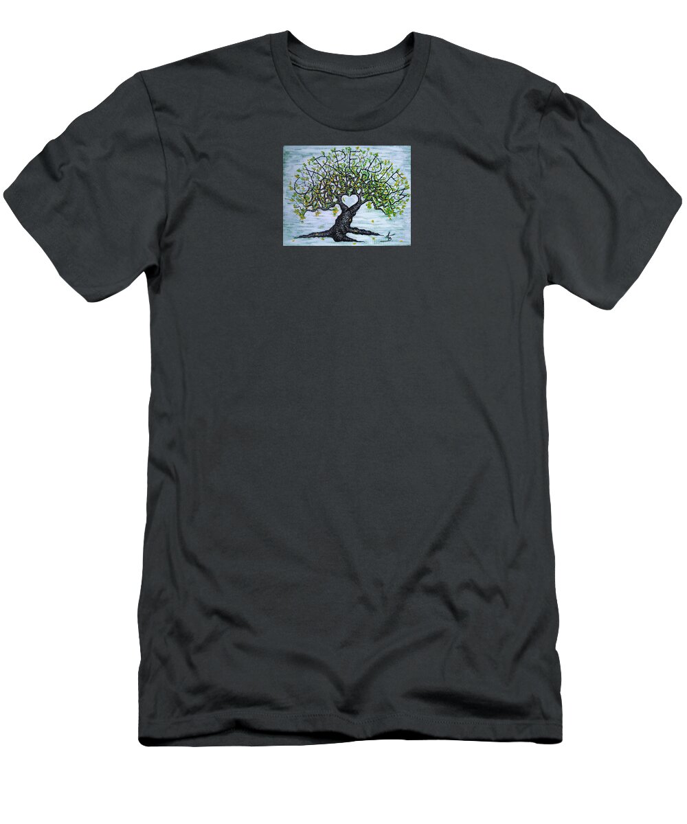Carpe Diem T-Shirt featuring the drawing Carpe Diem Love Tree by Aaron Bombalicki