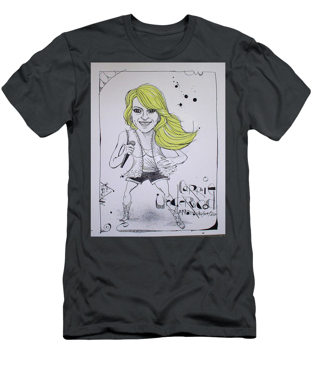  T-Shirt featuring the drawing Carrie Underwood by Phil Mckenney