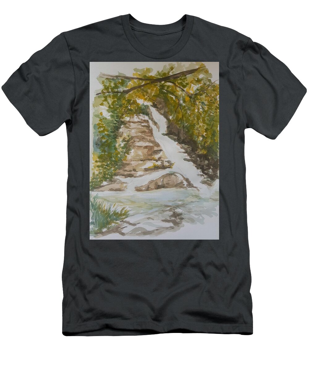  T-Shirt featuring the painting Cascada by Carlos Jose Barbieri