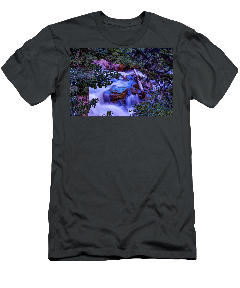 Cascade T-Shirt featuring the photograph Cascade Falls, Buena Vista, Colorado by Tom Potter